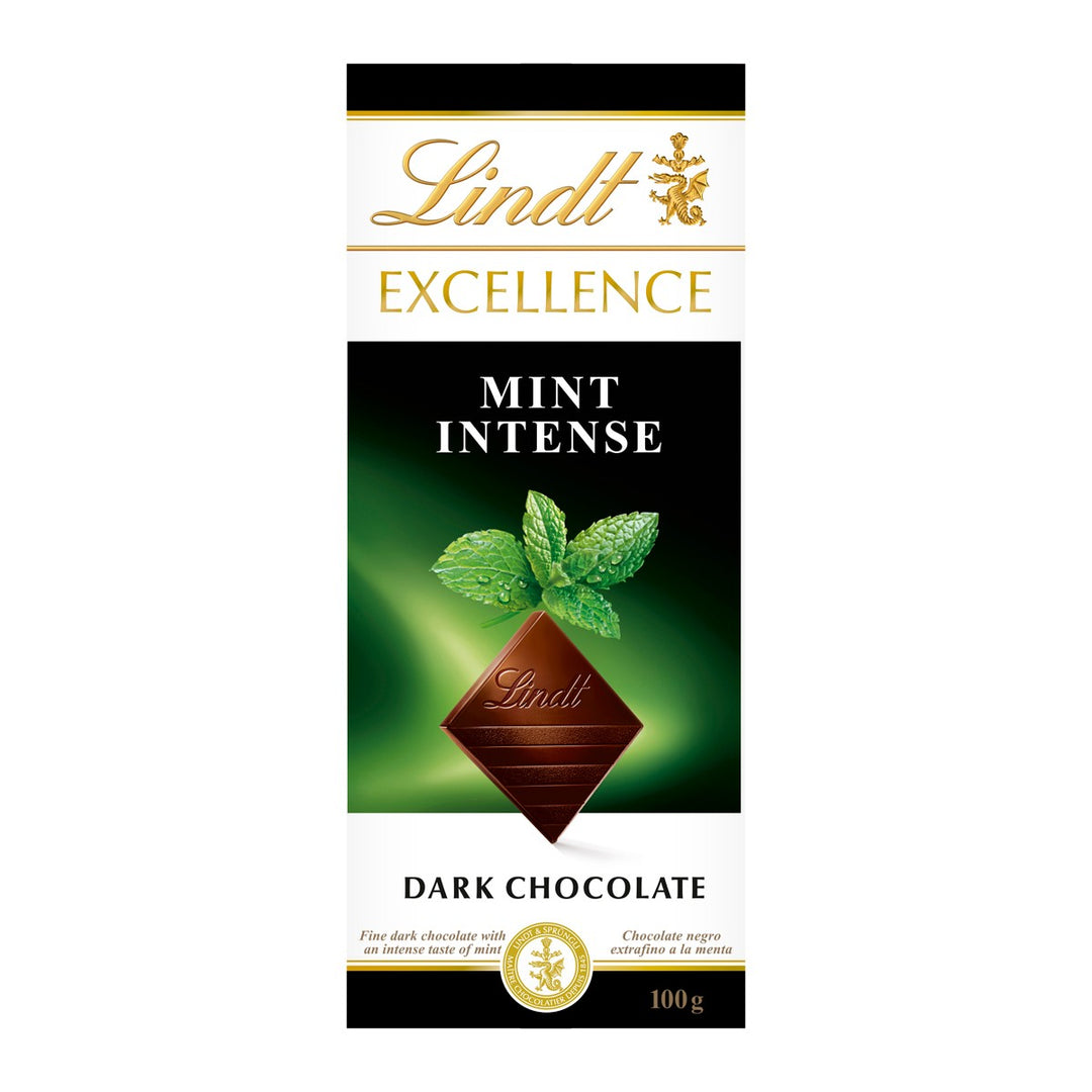 LINDT Excellence 黑巧克力薄荷 100 公克。
