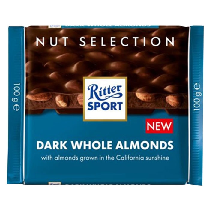 RITTER SPORT 全杏仁黑巧克力 100 公克。