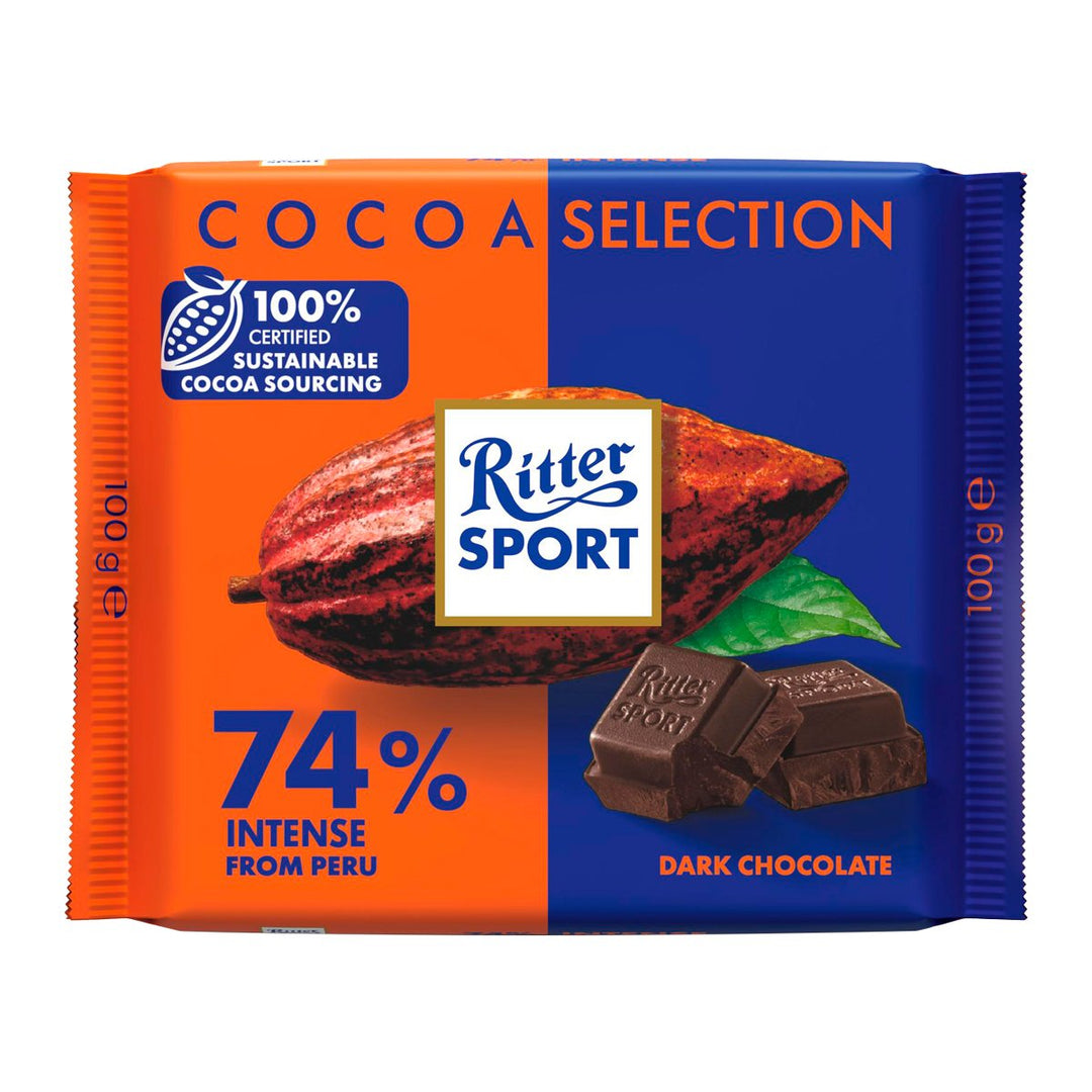 RITTER SPORT 精選可可 74% 100 公克。