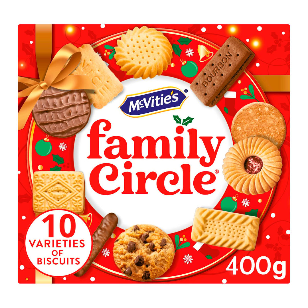 MCVITIE'S Family Circle 奶油、巧克力、果醬和其他甜餅乾組合 400 克。
