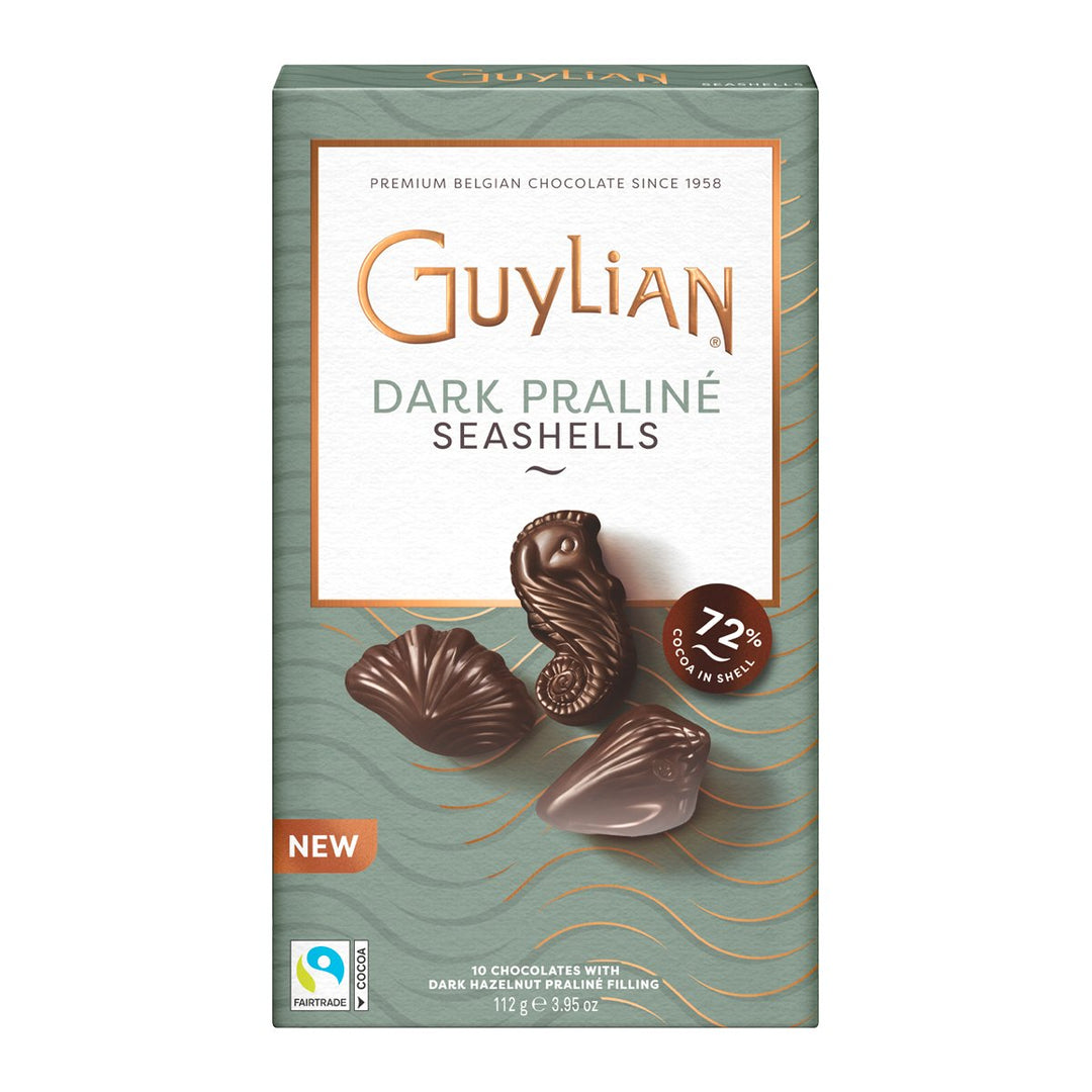 GUYLIAN 黑果仁糖貝殼巧克力 112 克。