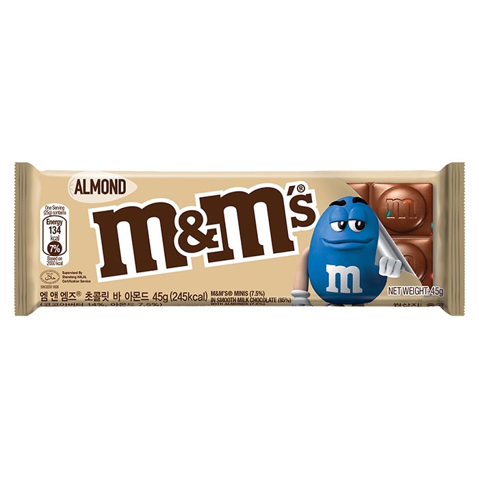 M&M'S 杏仁棒牛奶巧克力杏仁 45 克。