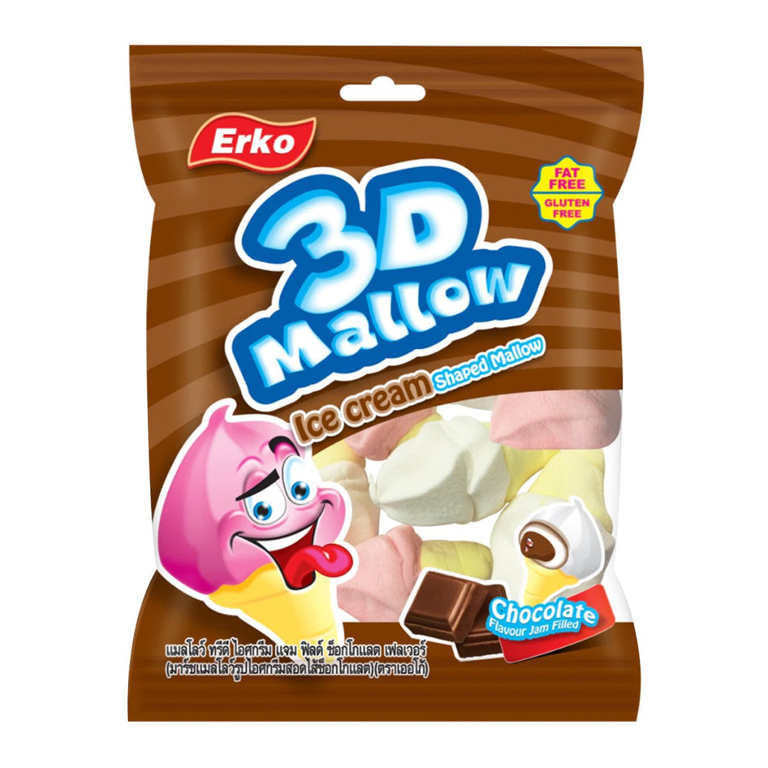 ERKO Mallow 3D 冰淇淋果醬夾心巧克力口味 80 克。