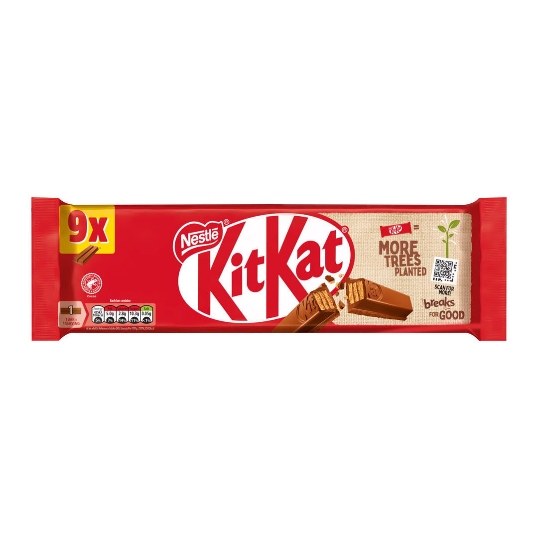 KIT KAT 兩根酥脆威化餅乾,包覆牛奶巧克力 189 公克。