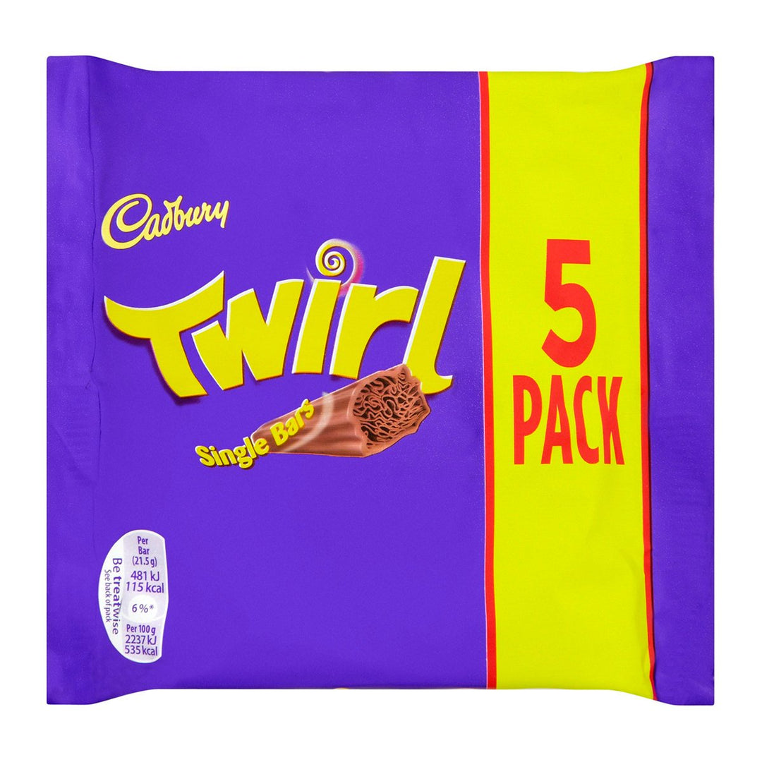 CADBURY Twirl 單一牛奶巧克力手指 107.5 克。