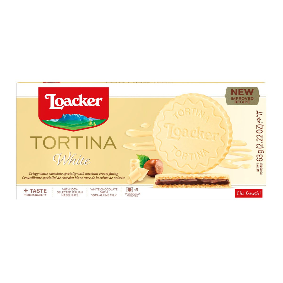 LOACKER Tortina 白巧克力,配威化餅和榛果奶油夾心 63 克。