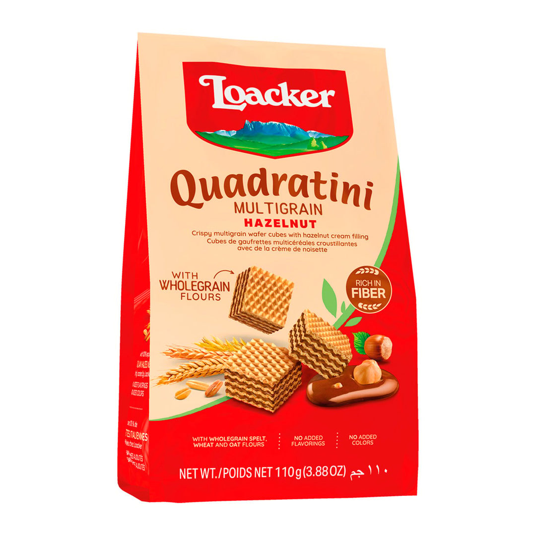 LOACKER Quadratini 榛果奶油夾心雜糧威化餅 110 公克。