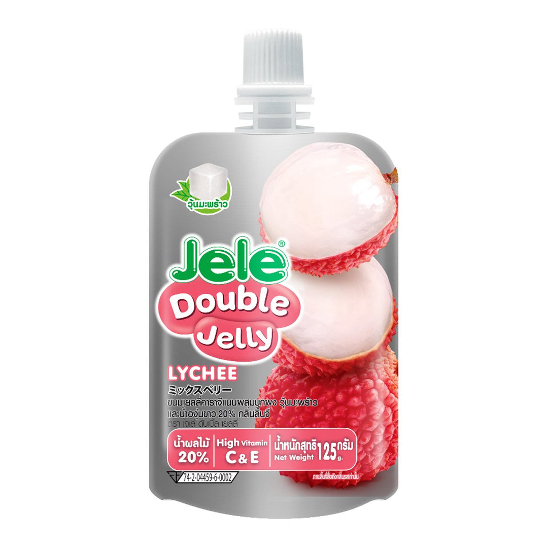 Jele 雙果凍荔枝味果凍卡拉膠配椰果和 20% 白葡萄汁 125g