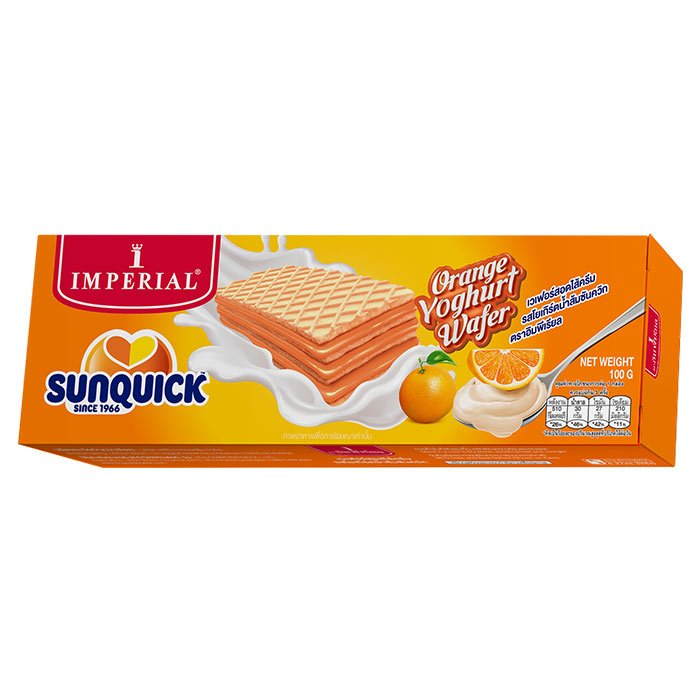 IMPERIAL 威化餅乾夾有 Sunquick 柳橙優格奶油 100 克。