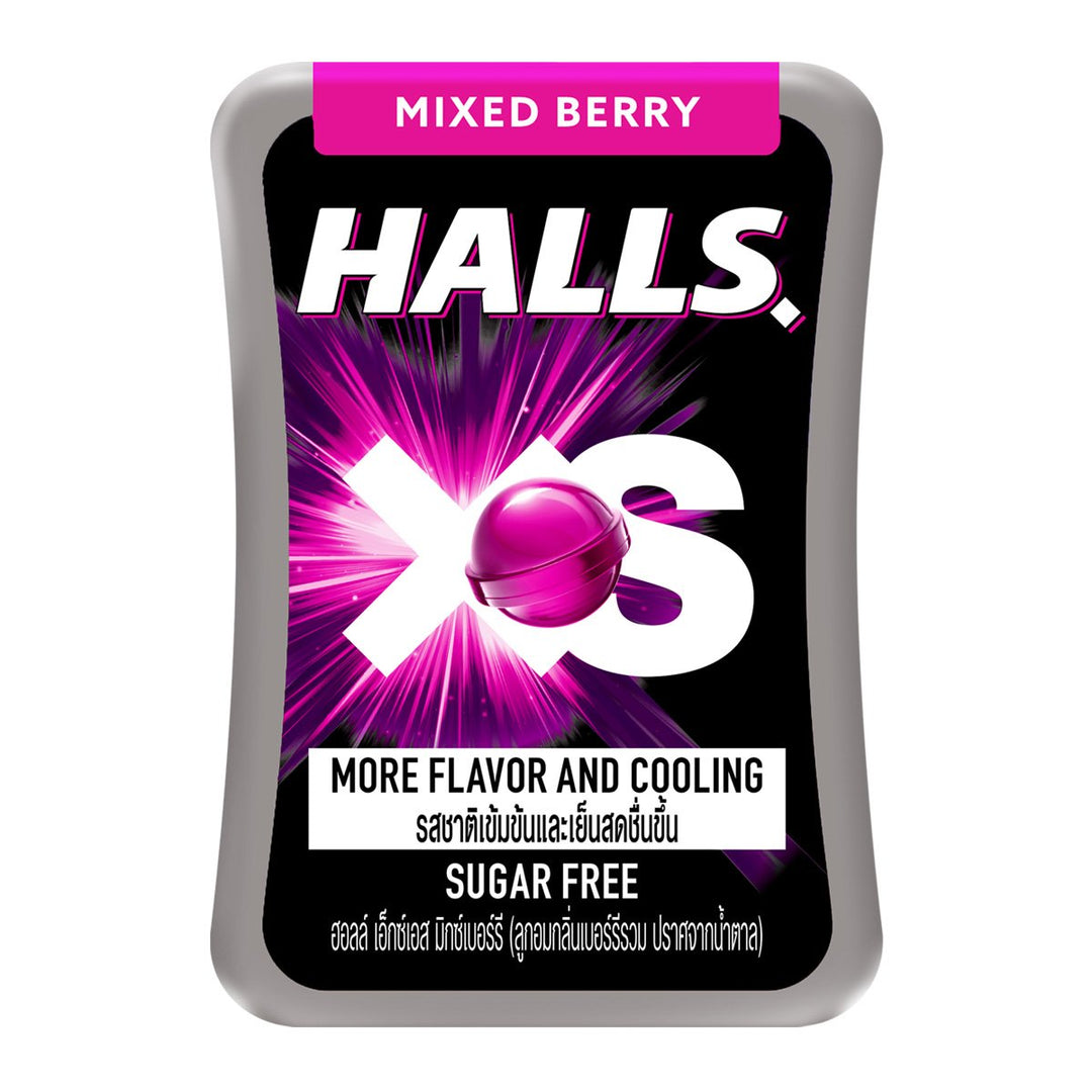 HALLS XS 無糖糖果混合莓果 13.8 克。