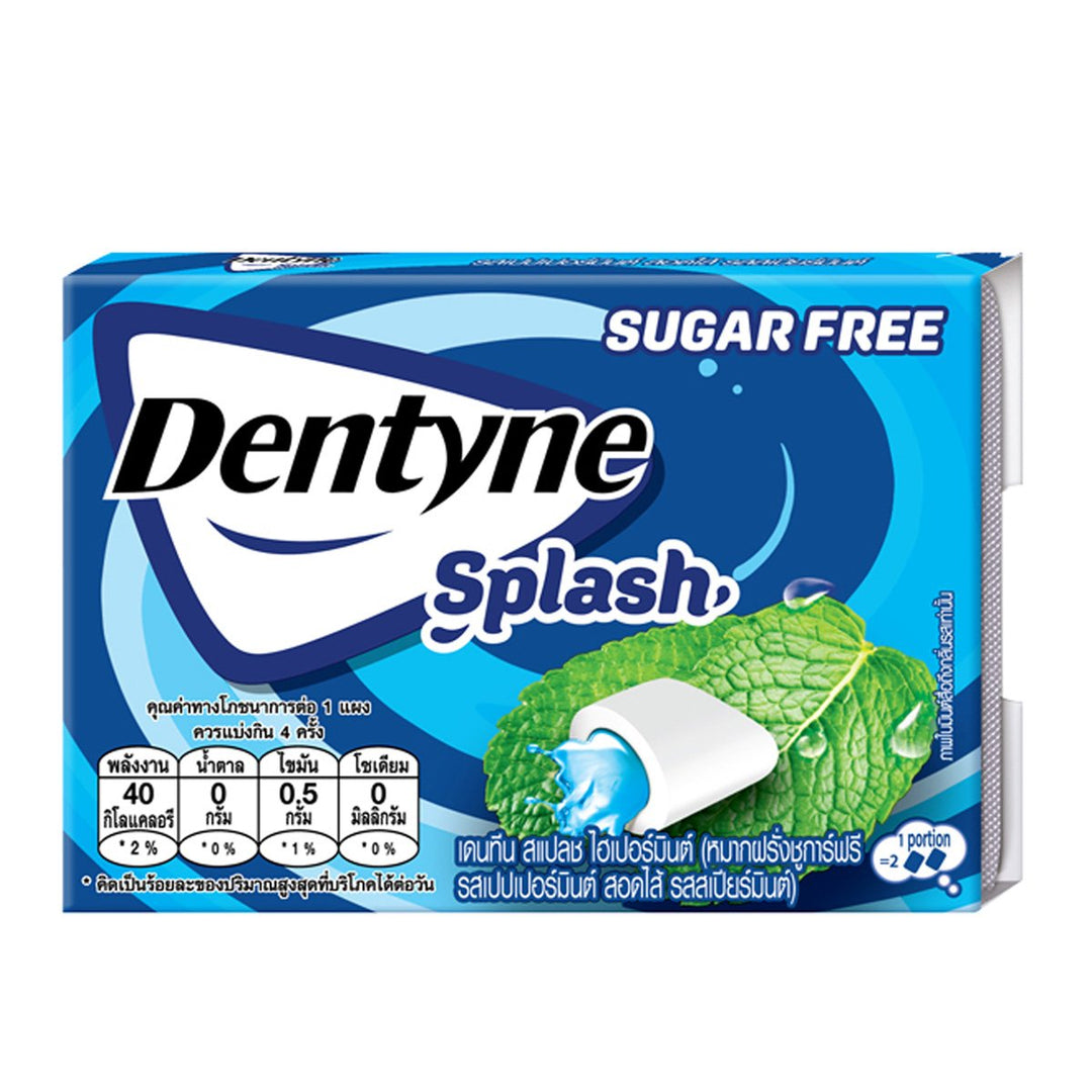 DENTYNE Splash 無糖口香糖超薄荷 8 片 15.2 克。