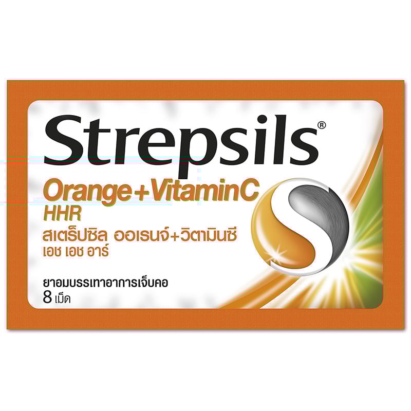 STREPSILS 含維生素 C HHR 柳橙含片 8 片。
