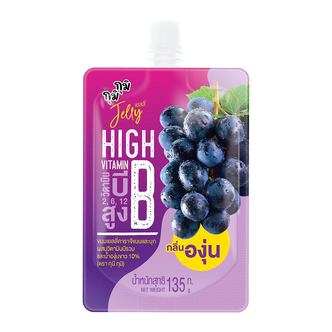 GUMIGUMI 果凍卡拉膠含蒟蒻維生素和白葡萄汁葡萄口味 135 克。