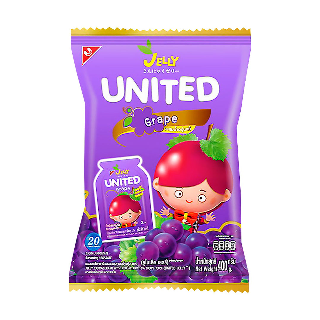 UNITED 果凍角叉菜膠,含蒟蒻和 10% 葡萄汁 400 公克。