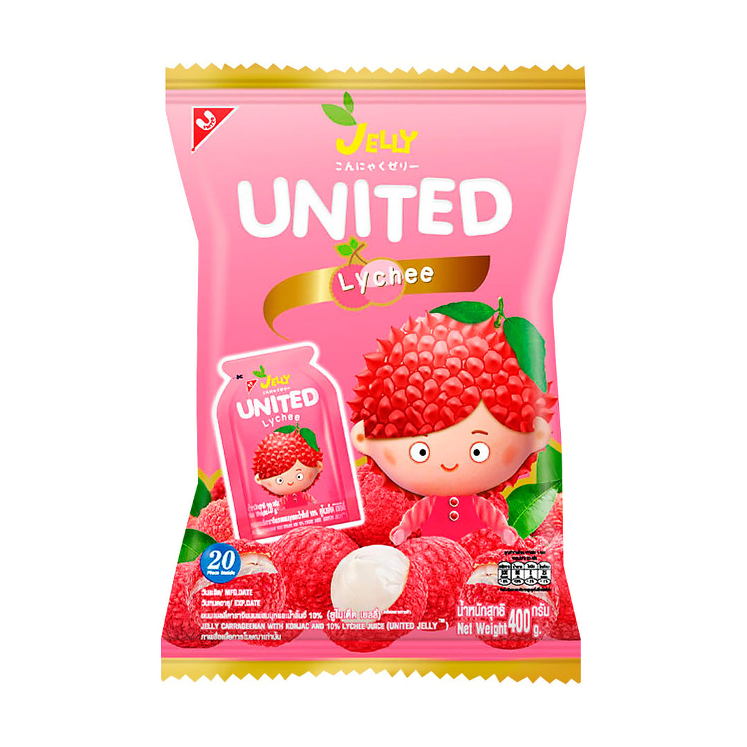 UNITED 果凍卡拉膠配蒟蒻和 10% 荔枝汁 400 公克。