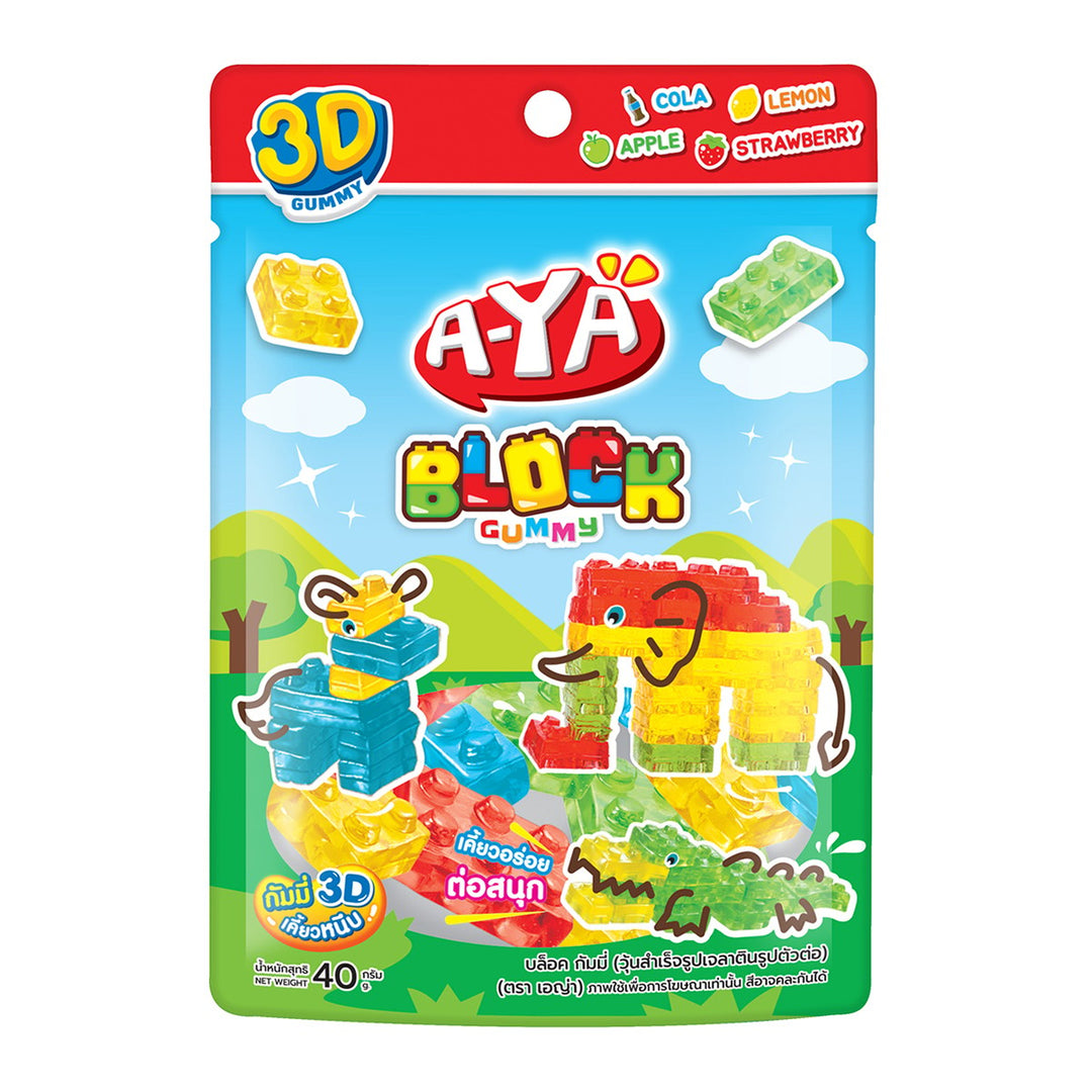 A-YA 塊狀明膠軟糖混合口味 40 克。