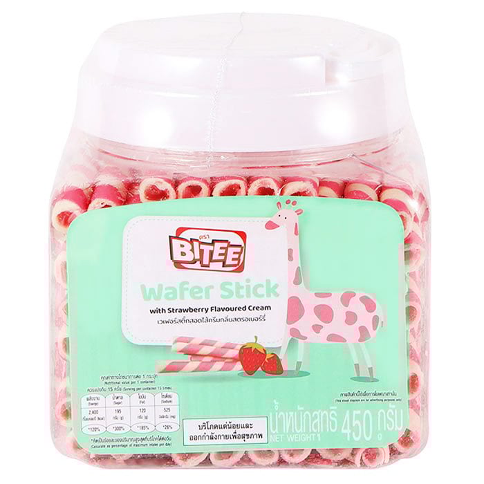 BITEE 草莓口味奶油夾心威化棒 450 克。