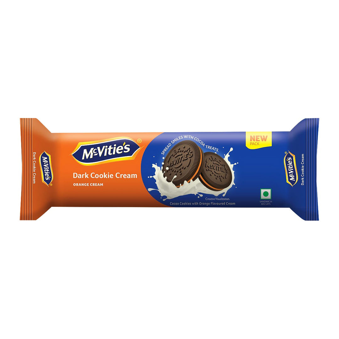MCVITIE'S 深色餅乾奶油可可餅乾配橙味奶油 120 克。