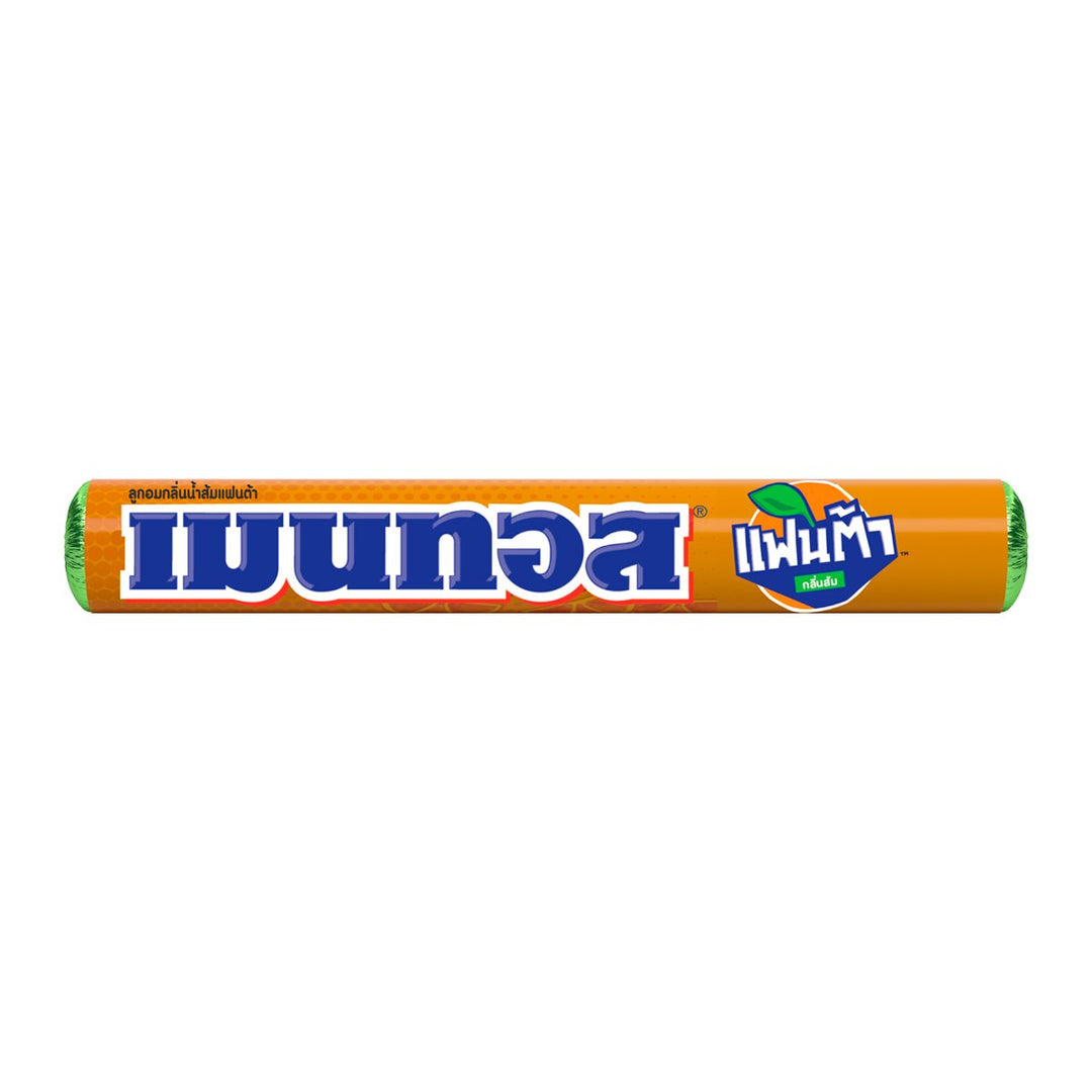 MENTOS 耐嚼糖衣芬達橙子味蘇打水味 37 克。