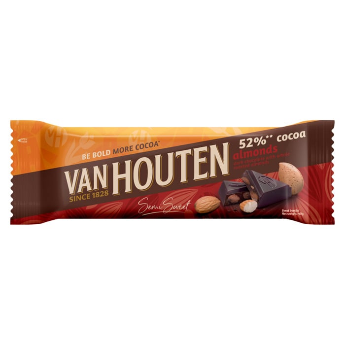 VAN HOUTEN 黑巧克力棒配上整顆烤杏仁 40 克。