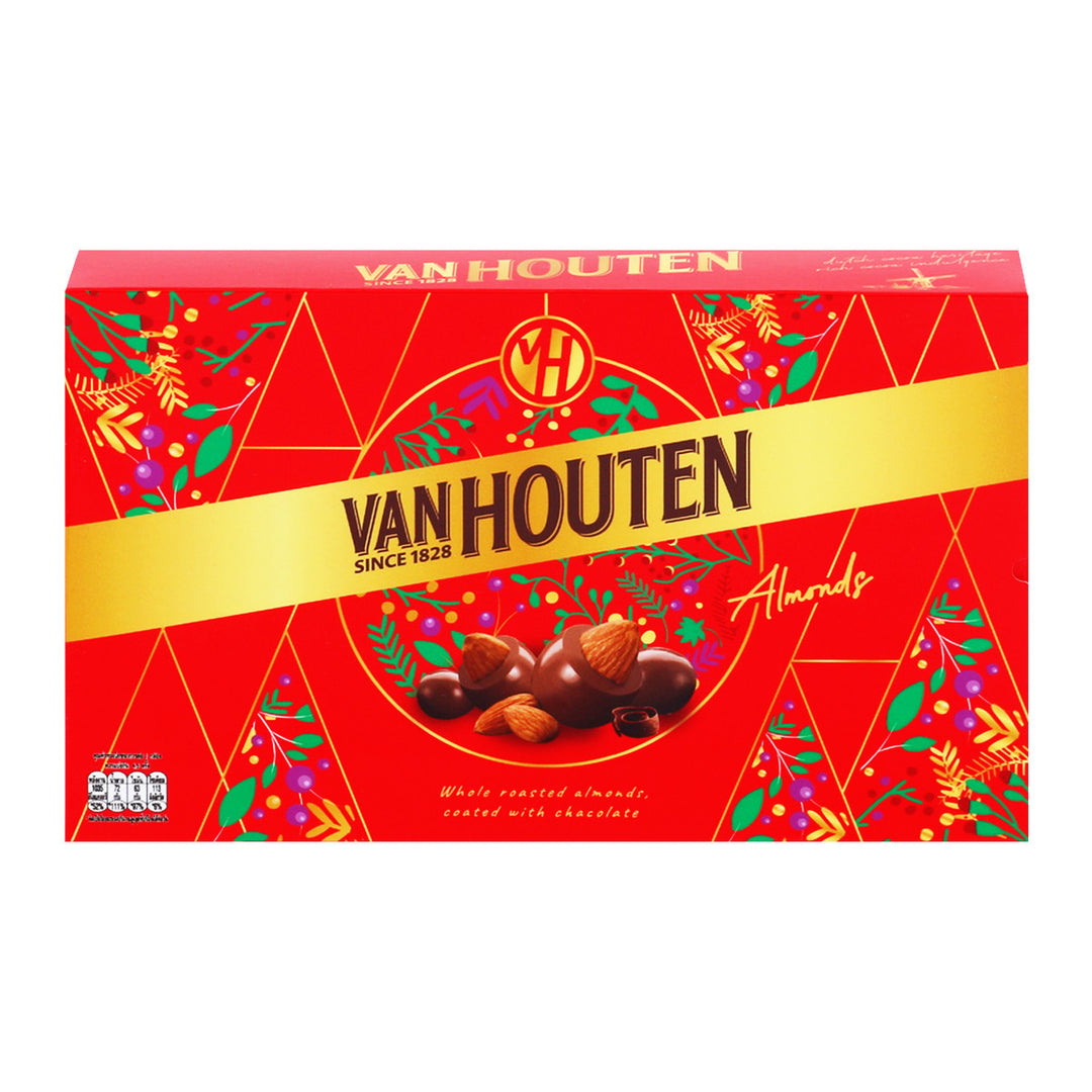 VAN HOUTEN 黑牛奶全烤杏仁塗牛奶巧克力 180 克。