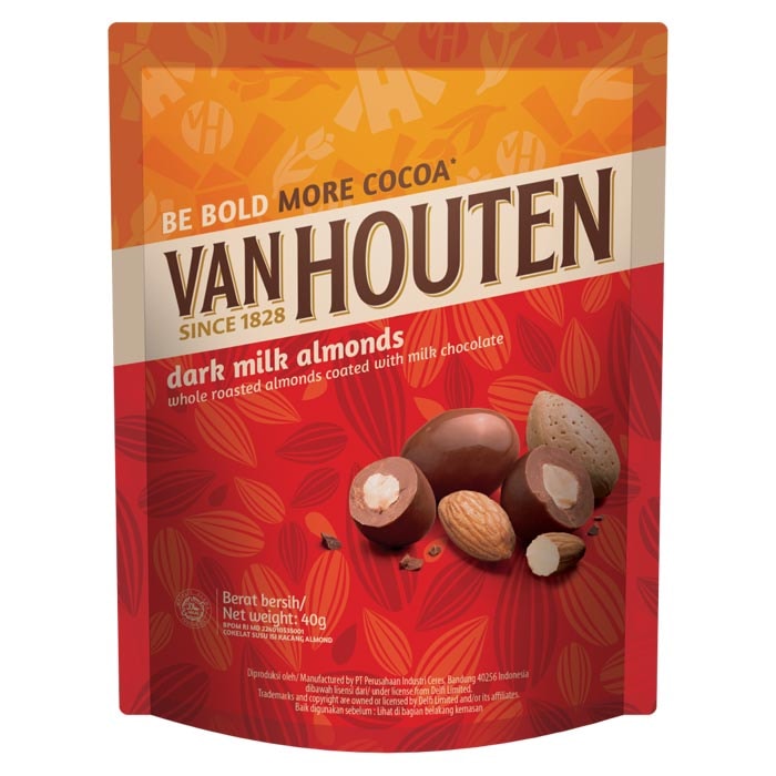 VAN HOUTEN 整個烤杏仁塗牛奶巧克力 40 克。