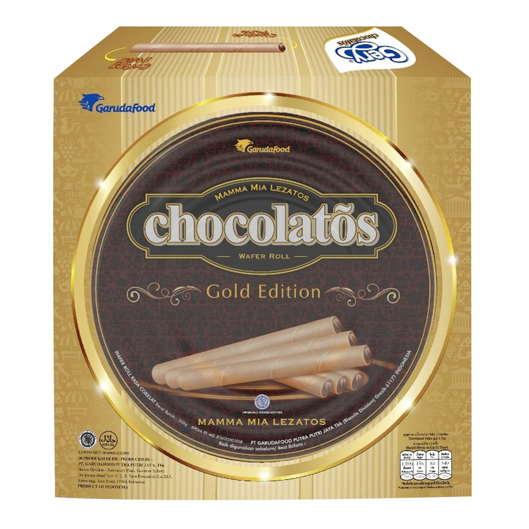 CHOCOLATOS 黃金版巧克力威化卷 350 克。
