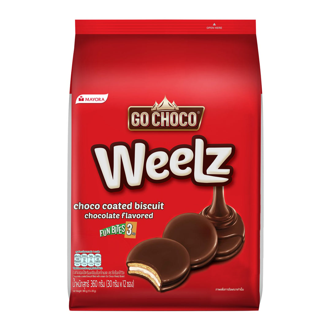 GO CHOCO Weelz 奶油夾心巧克力餅乾 30 克。 12 袋 360 公克。