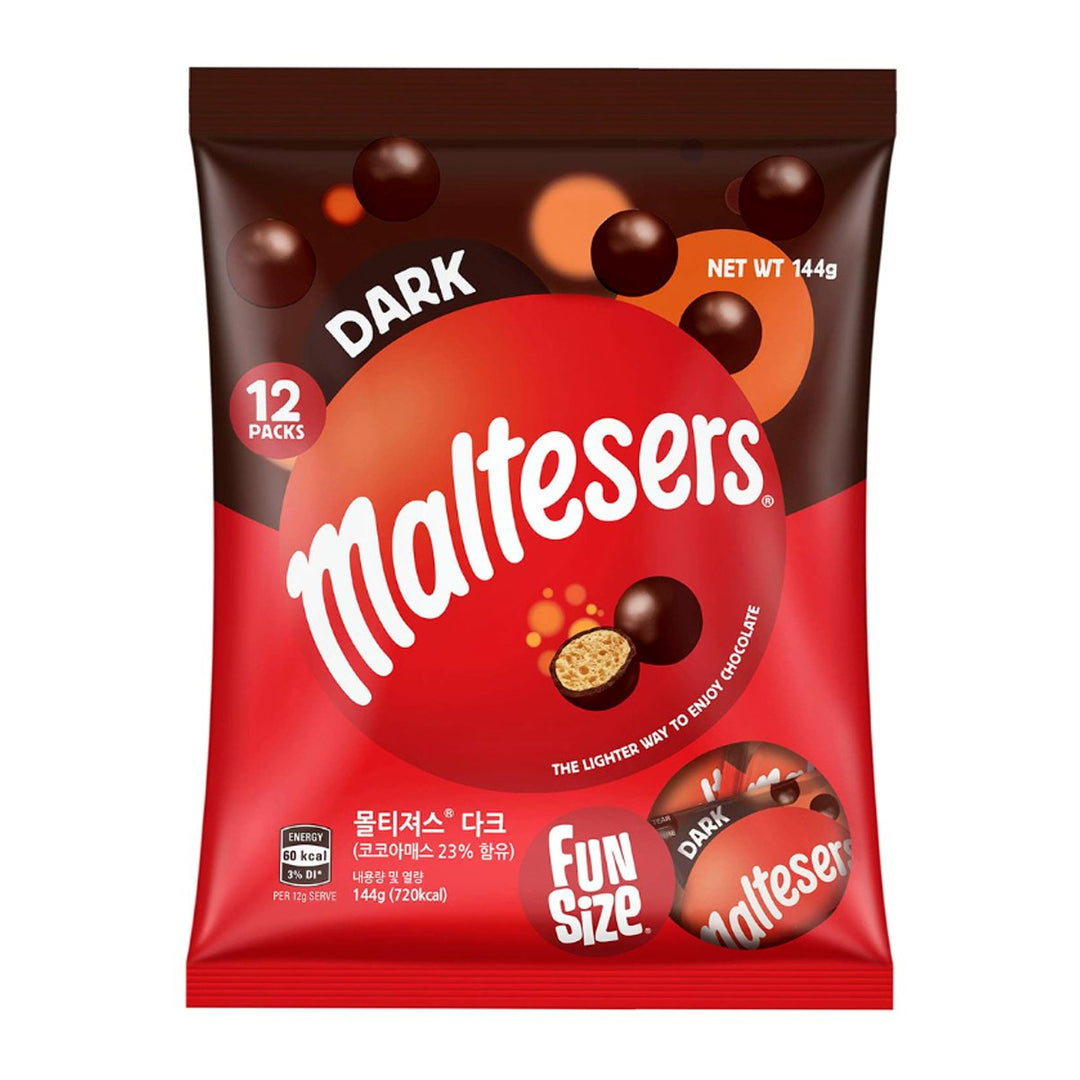 MALTESERS 脆麥芽中心覆蓋光滑的黑巧克力 144 克。