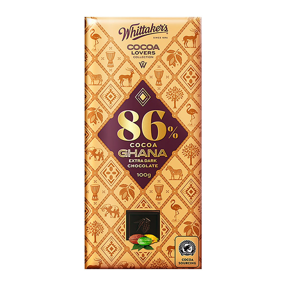 WHITTAKER'S 86% 黑可可 100 公克。