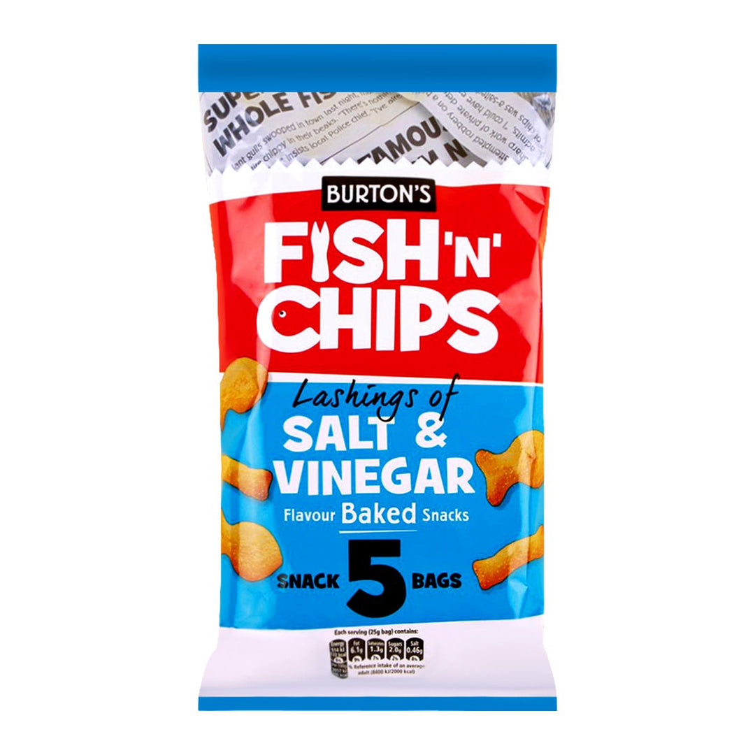 BURTON'S Fish 'n' Chips 鹽醋風味烘焙點心 125 克。