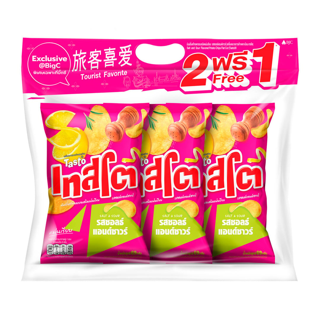 TASTO 酸辣味薯片 平切 69 克套裝2+1