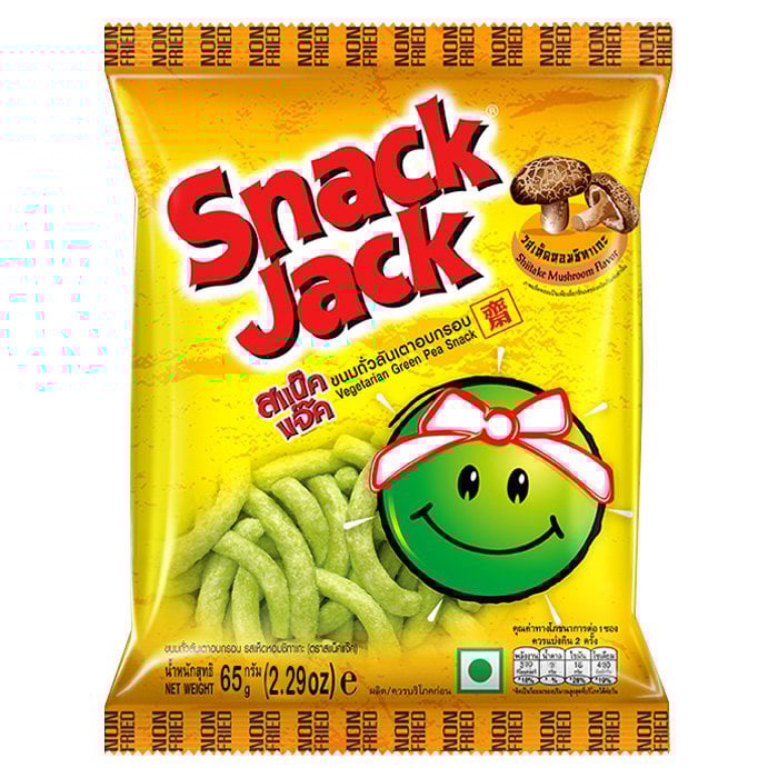 SNACK JACK 素食青豆零食香菇口味 65 克。