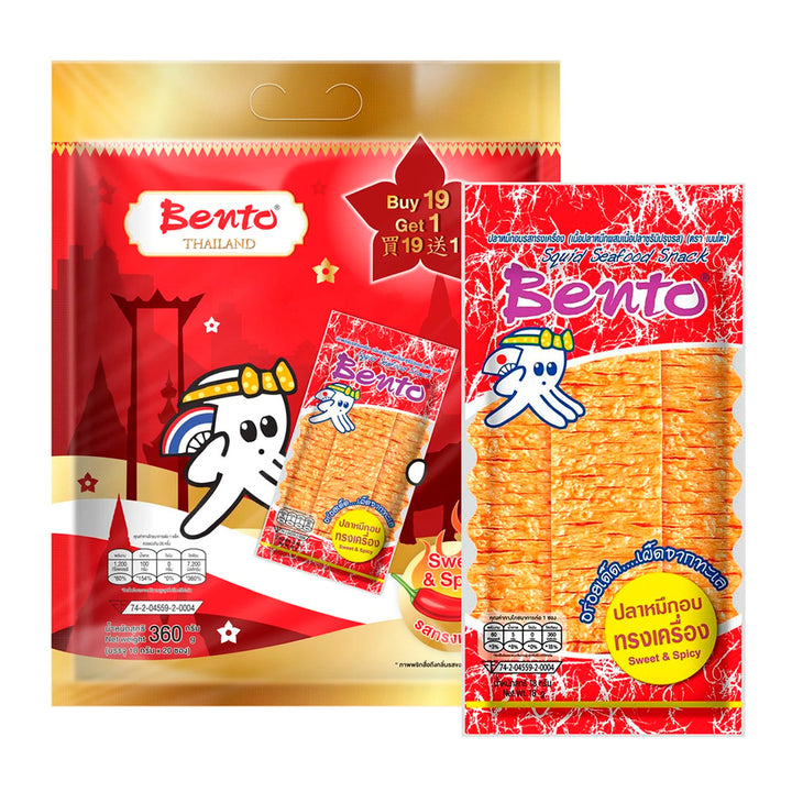 BENTO 魷魚海鮮零食甜辣味 18 克包裝 19+1 袋