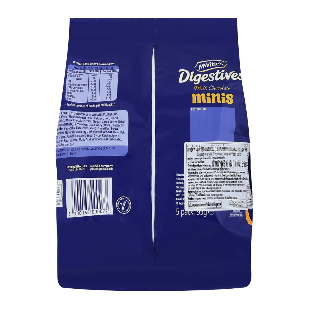 MCVITIE'S 消化餅乾牛奶巧克力迷你裝 19 克。 x 5 個單位