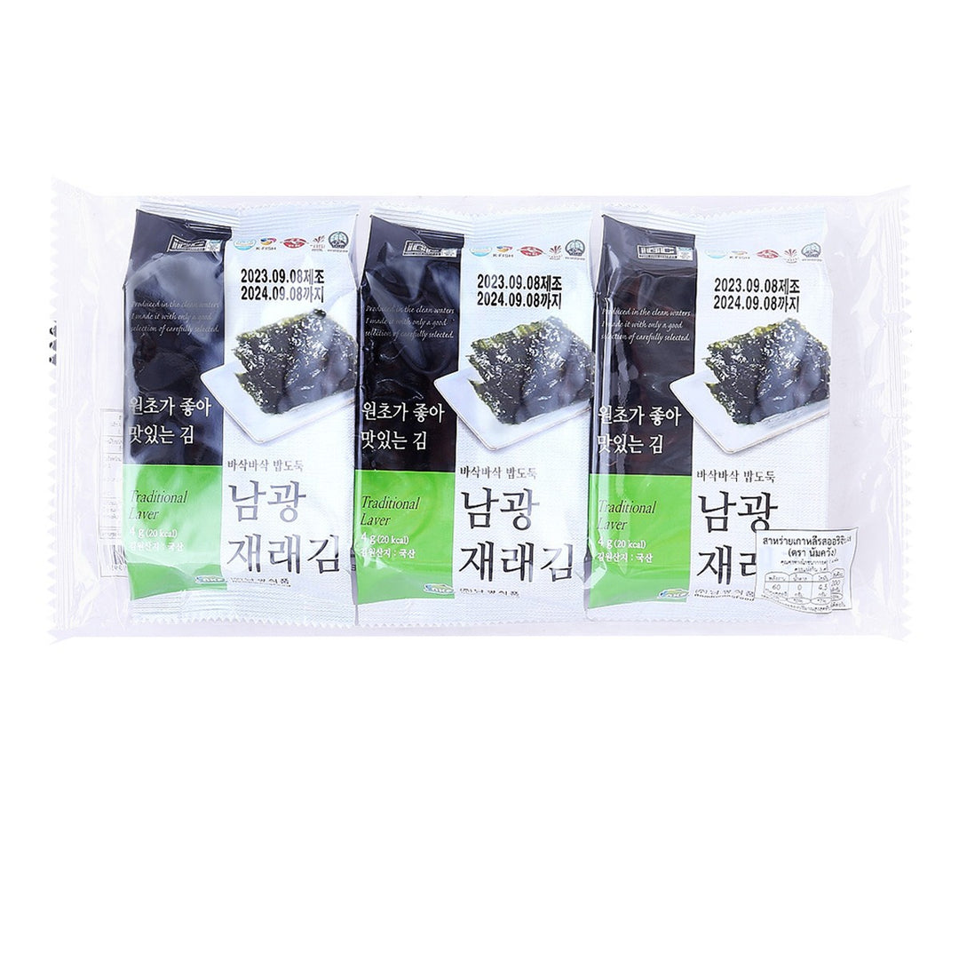 NAMKWANG 韓國傳統紫菜原味 4 克。包3