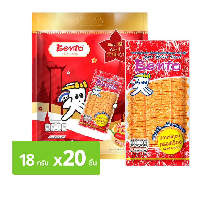 BENTO 魷魚海鮮零食甜辣味 18 克包裝 19+1 袋