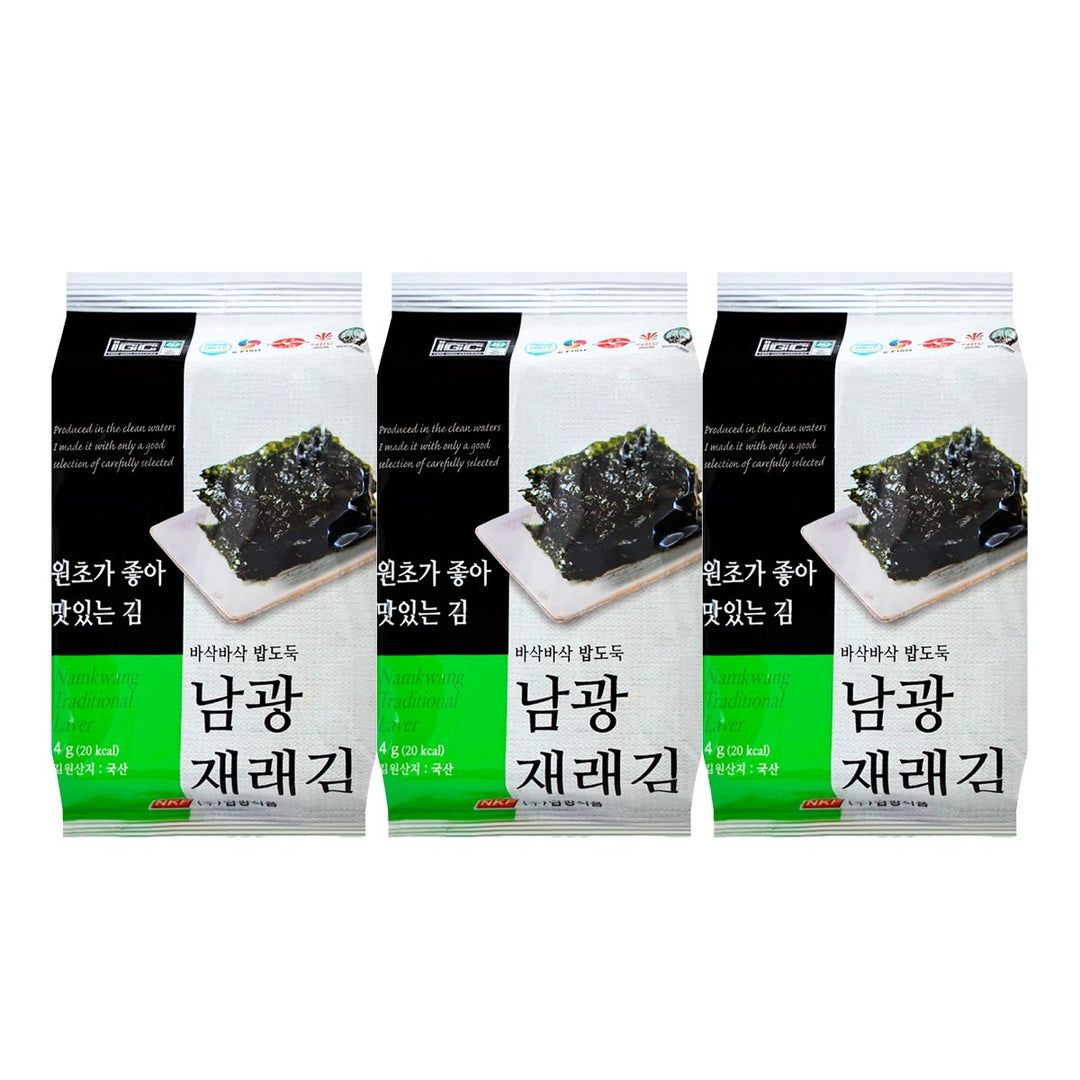 NAMKWANG 韓國傳統紫菜原味 4 克。包3