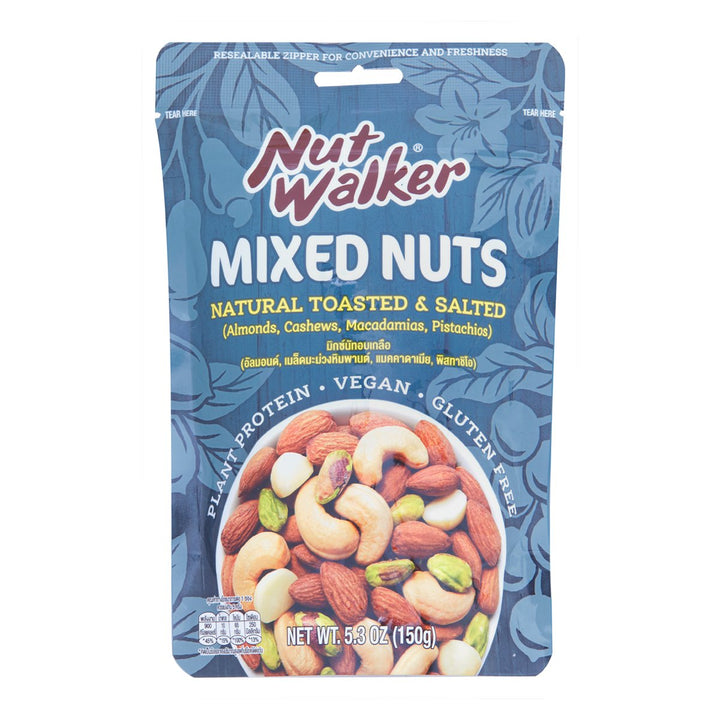 NUT WALKER 天然烤鹽混合堅果 150 克。