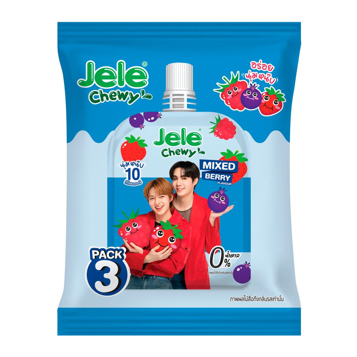 JELE CHEWY 果凍卡拉膠混合魔芋粉混合莓果味無糖配方 150 克。包 3