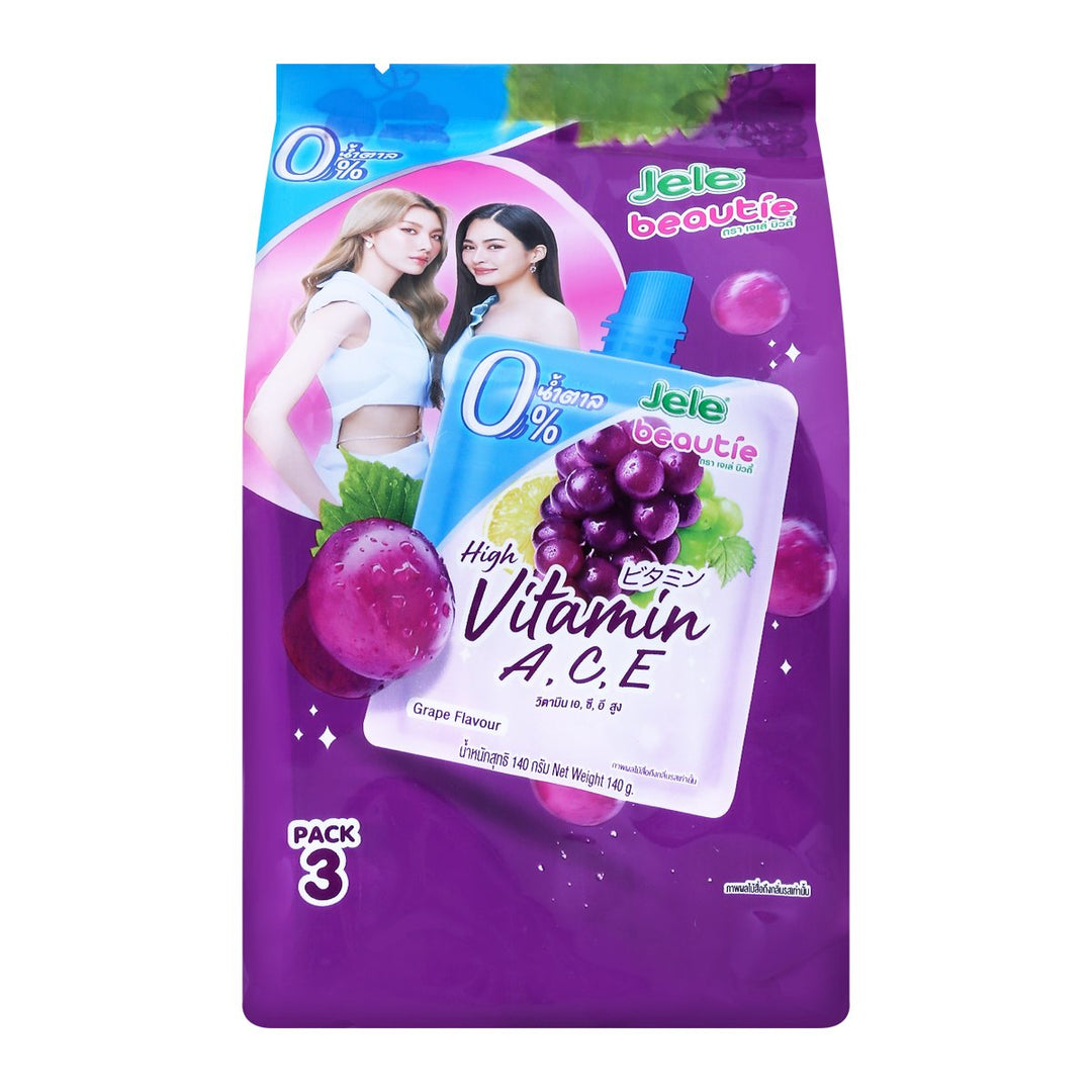 JELE BEAUTIE 產品果凍卡拉膠混合蒟蒻粉維生素 A C E 葡萄檸檬口味無糖配方 140 克 3 包