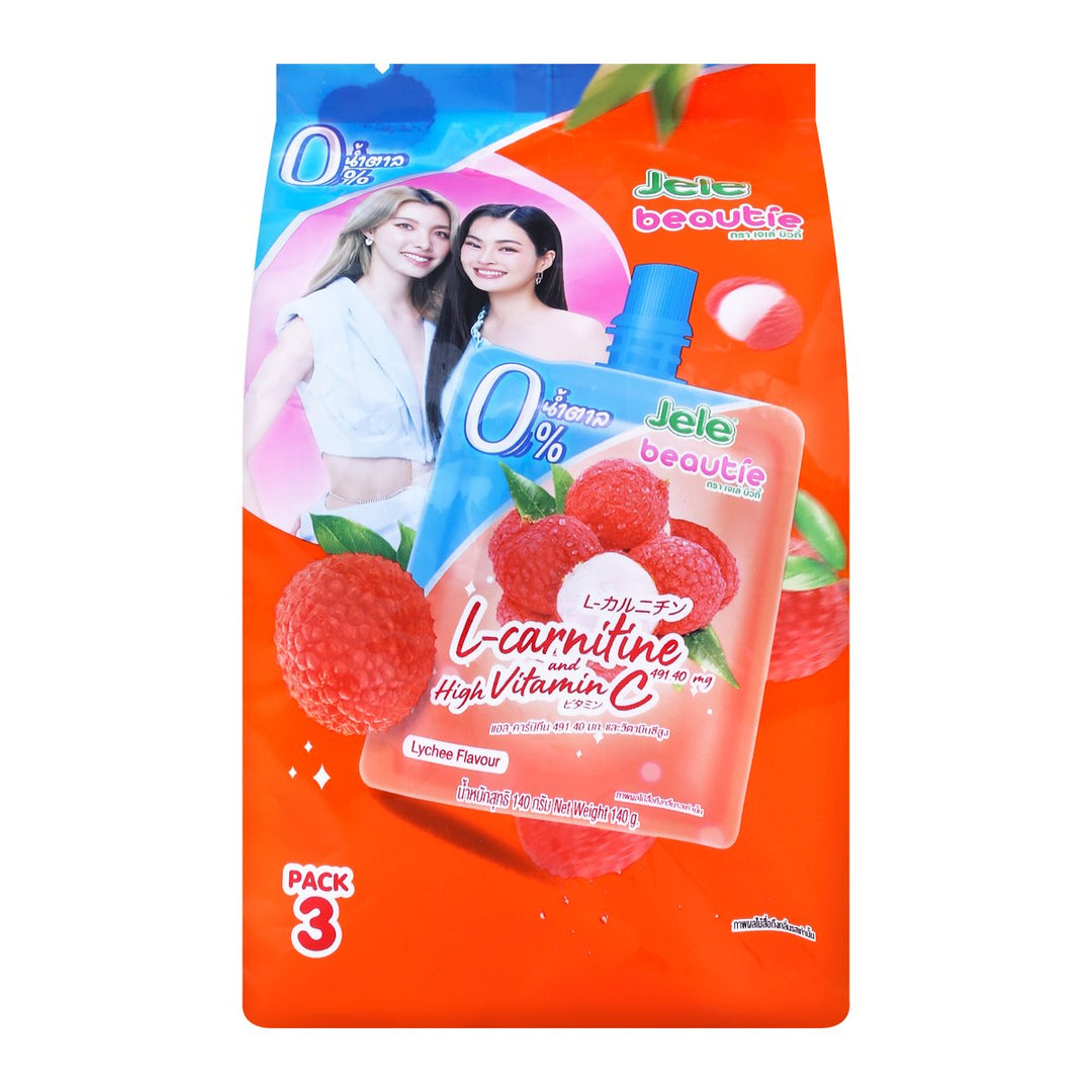 JELE BEAUTIE 產品果凍卡拉膠混合魔芋粉 L-肉鹼維生素 C 荔枝味無糖配方 140 克 3 包