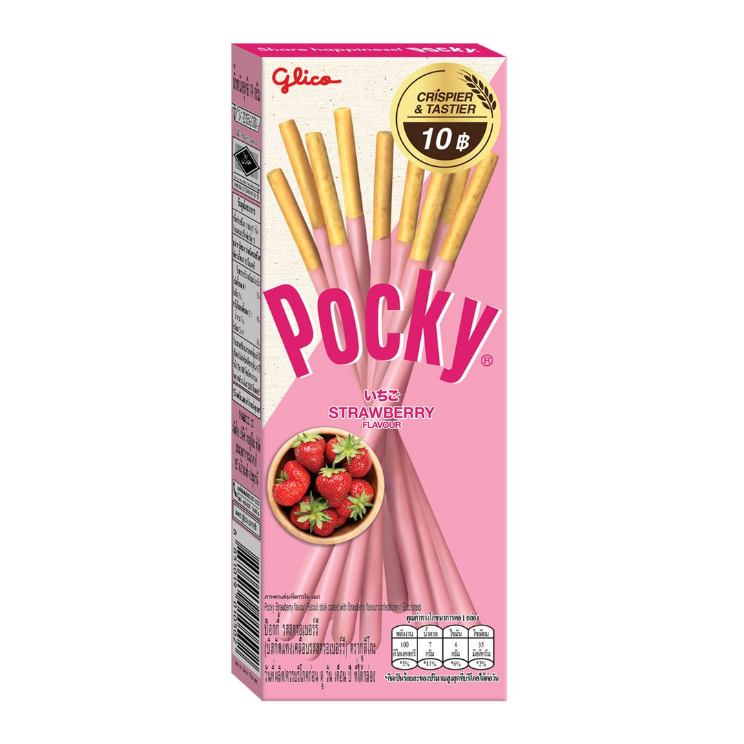 GLICO Pocky 草莓餅乾棒塗有草莓口味糖果 19 克。