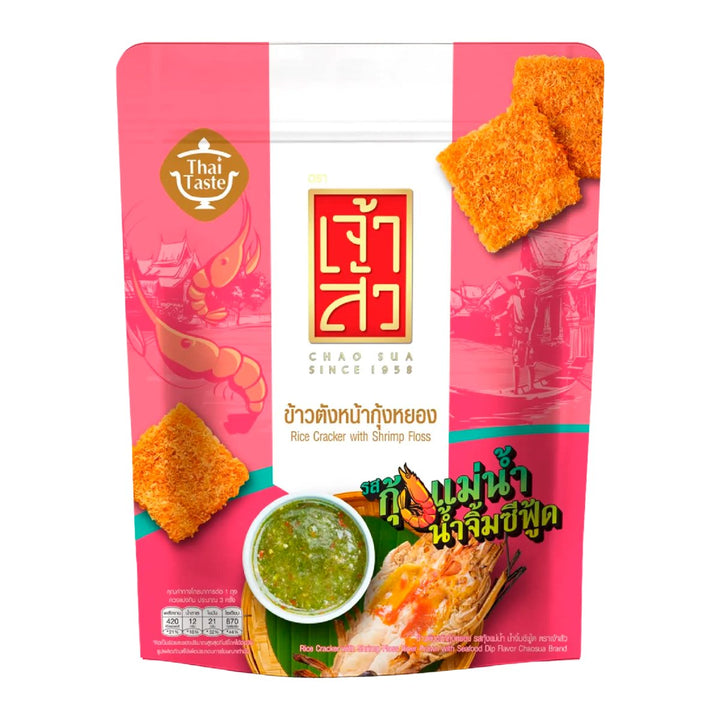 CHAOSUA 蝦松河蝦米餅配海鮮沾醬口味 80 公克。