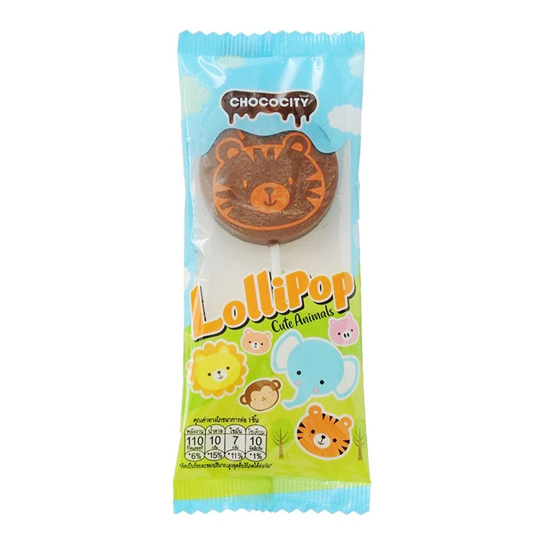 CHOCO CITY 動物造型牛奶巧克力棒棒糖 20 克。