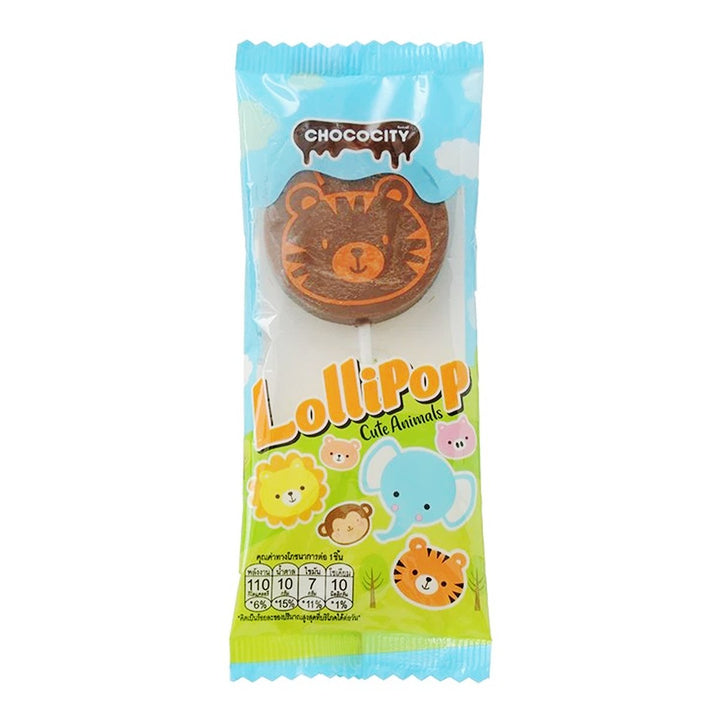 CHOCO CITY 動物造型牛奶巧克力棒棒糖 20 克。