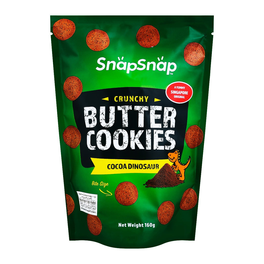 SNAPSNAP 脆皮奶油餅乾可可恐龍風味 160 克。