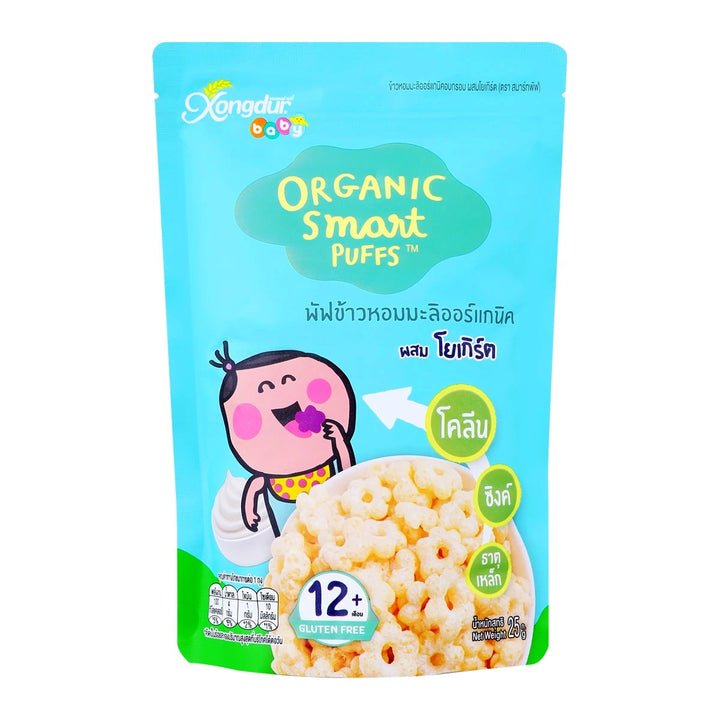 SMART PUFFS 有機茉莉花脆米酥配優格 25 克。