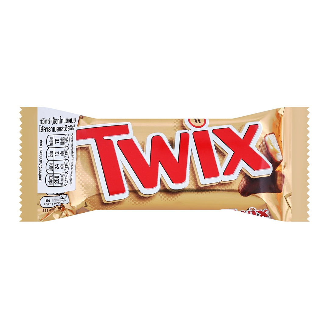 TWIX 雙牛奶巧克力焦糖和脆餅乾 50 克。