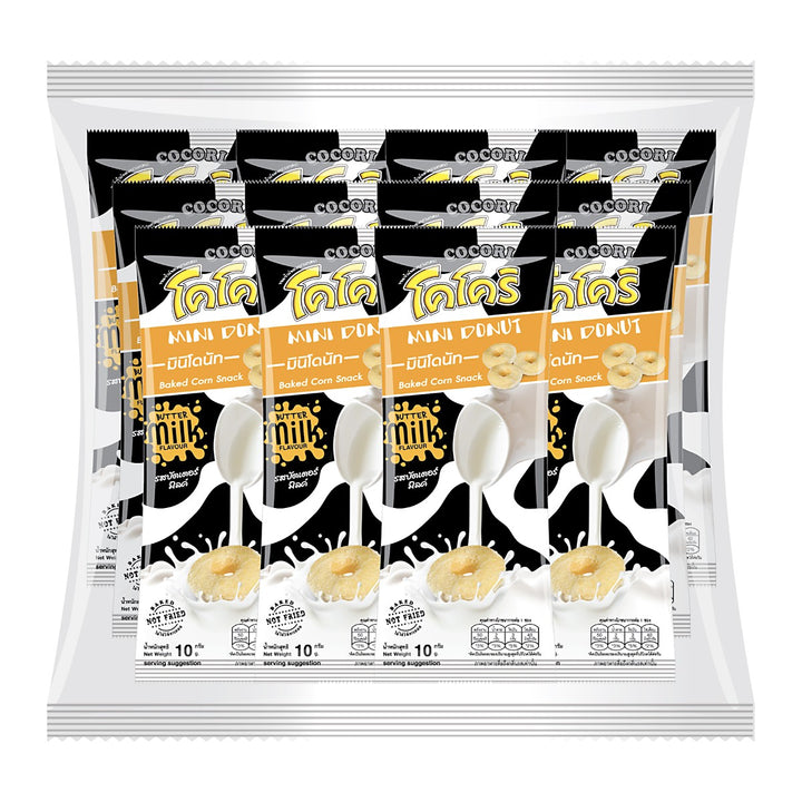 COCORI 迷你甜甜圈 烤玉米零食 奶油牛奶口味 10 克。包 12